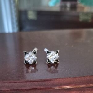 925 Silver Star Shaped Earrings With Cubic ZIRCONIA
